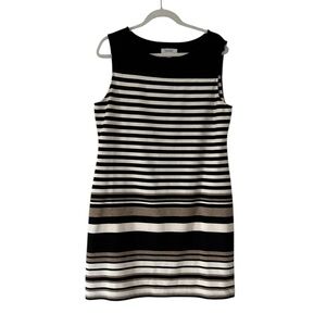 Dress Barn Black, White, and Brown Striped Mini Dress